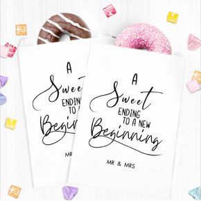 48Pcs A Sweet Ending to A New Beginning Wedding Favor Bags,Donut Cookie Dessert Sweet Favor Goody Snack Treat Grease Resistant Bags in Kuwait