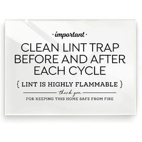 Please Clean Lint Trap Sign ~ 5x7 Inches ~ Ready to Stick, Lean or Frame (White) in Kuwait