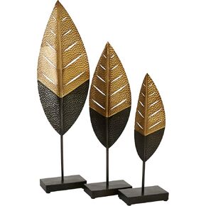 Deco 79 Metal Leaf Decorative Sculpture Home Decor Statues, Set of 3 Accent Figurines 17", 19", 26"H, Gold in Kuwait