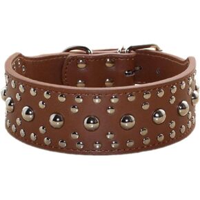 Studded Dog Collar, PU Leather Dog Collar for Medium Large Dogs (M:17-20 inch, Black) in Kuwait