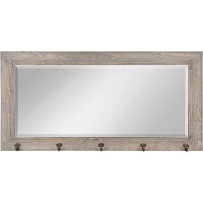 DesignOvation Kate and Laurel Pub Mirrors with 5 Metal Hooks, Black in Kuwait