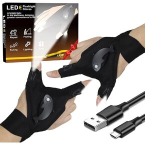 HikooLSS Waterproof Rechargeable LED Flashlight Gloves, Adjustable Strap, One Size Fit All, Black in Saudi Arabia