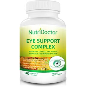 مكمل دعم العين من Nutridoctor - مركب فيتامين مع اللوتين - زياكسانثين - معادن - غير معدل وراثيًا - صديق للنباتيين - صنع في الولايات المتحدة الأمريكية (90 قطعة) in Kuwait