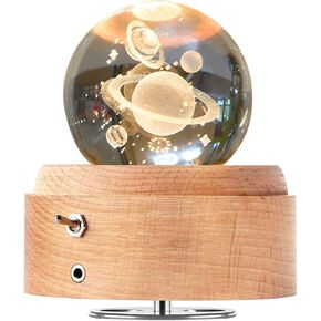 Focily 3D Crystal Ball Music Box with Projection LED Light and 360 ° Rotating Wooden Base, Best Gift for Mom Women Wife Girlfriend on Mothers Day Christmas Thanksgiving Birthday Graduation (Asteroid) in Saudi Arabia