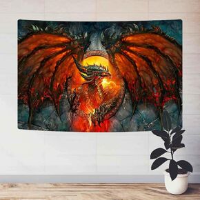 YEDANE Art Fire Dragon Tapestry Gothic Painting Cool Game Wall Tapestry Youth College Dormitory Bedroom Wall Hanging Aesthetics Art Short plush 80 * 60 inch Family Decoration GTY2208 in Saudi Arabia