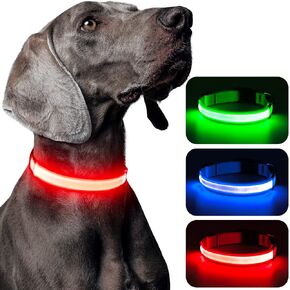 LED Dog Collar Rechargeable - Waterproof Light Up Dog Collars, Adjustable Glow in The Dark Pet Collar, Safety Dog Lights for Night Walking (Large, Blue) in Kuwait
