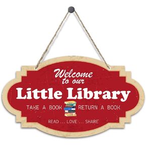Funny Rustic Wood Sign for Reading Book Lovers, Door Hanging Decorative Wooden Board Signs, Welcome Sign for Library Front Door Home Decor Classroom Wood Sign Décor 5.9 x 10.2 Inches - JY846 in Kuwait