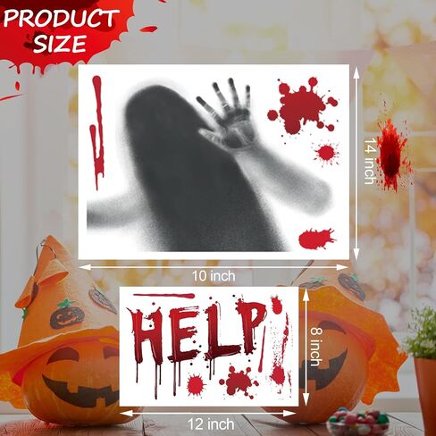 126 Pcs Halloween Decorations Stickers, 12 Sheets Halloween Window Wall Floor Clings Bloody Handprint Footprint Decals Vampire Zombie Party Stickers Decorations Supplies in Saudi Arabia