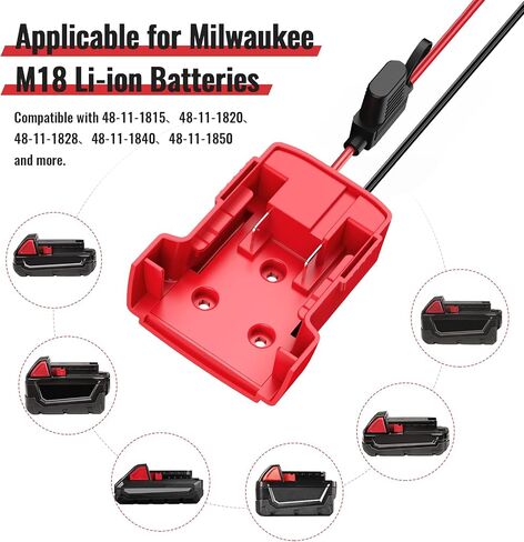18V Power Wheels Adapter for Milwaukee M18 Battery, Power Wheels Battery Conversion Kit with Fuse Holder and Wire Harness Connector, Compatible with Peg-Perego Kids Ride-on Toy in Saudi Arabia