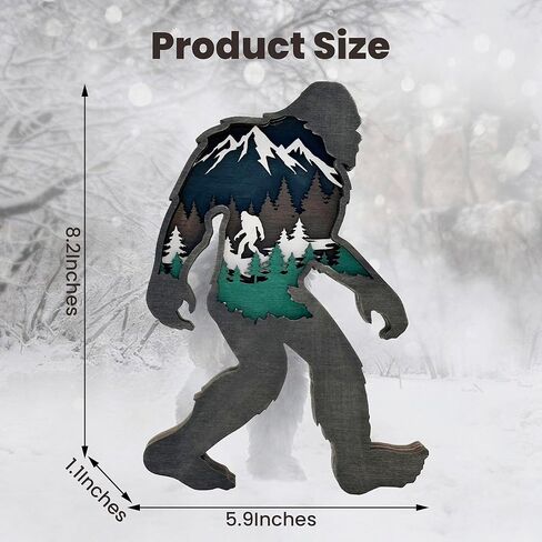 هدايا Hosrnovo Bigfoot، تمثال خشبي Bigfoot مقاس 8.2 بوصة لديكور المنزل، هدايا ساسكواتش كبيرة ثلاثية الأبعاد للرجال ومحبي اليتي، هدية رائعة لعيد الأب in Kuwait