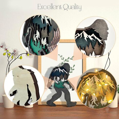 هدايا Hosrnovo Bigfoot، تمثال خشبي Bigfoot مقاس 8.2 بوصة لديكور المنزل، هدايا ساسكواتش كبيرة ثلاثية الأبعاد للرجال ومحبي اليتي، هدية رائعة لعيد الأب in Kuwait