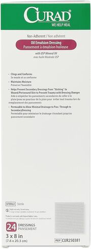 Curad Oil Emulsion Dressing, 3" x 8" Non-Adherent Gauze, 24 Count (Pack of 6) in Saudi Arabia