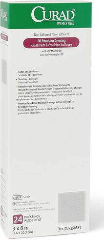 Curad Oil Emulsion Dressing, 3" x 8" Non-Adherent Gauze, 24 Count (Pack of 6) in Saudi Arabia
