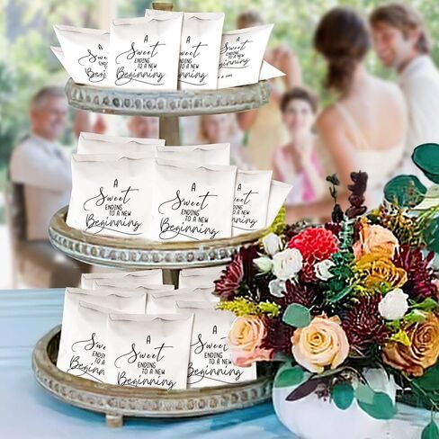 48Pcs A Sweet Ending to A New Beginning Wedding Favor Bags,Donut Cookie Dessert Sweet Favor Goody Snack Treat Grease Resistant Bags in Kuwait