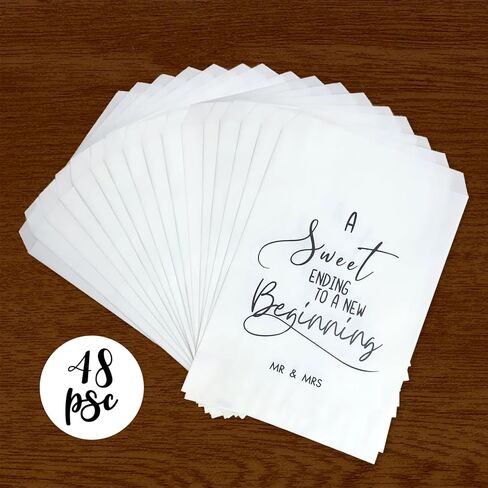 48Pcs A Sweet Ending to A New Beginning Wedding Favor Bags,Donut Cookie Dessert Sweet Favor Goody Snack Treat Grease Resistant Bags in Kuwait