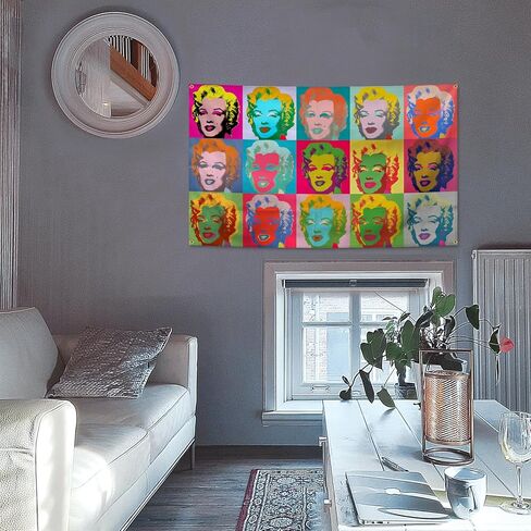 ملصق جداري فني من WEboL، لافتة مارلين نسيج مونرو مقاومة للبهتان - ألوان زاهية عصرية لديكور غرفة البنات وديكور مسكن الكلية مع 4 حلقات نحاسية 3 × 5 أقدام in Kuwait