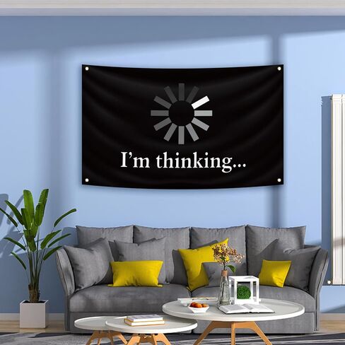 MKNAZ أنا أفكر نسيج ميمي نمط العلم 3 × 4FT الجدار معلقة غرفة النوم الجامعة متعة غرفة نوم الجدار ملصق الديكور مع 4 الحلقات النحاسية in Kuwait