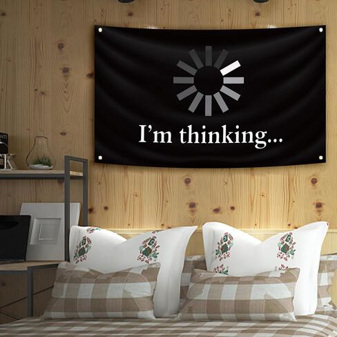 MKNAZ أنا أفكر نسيج ميمي نمط العلم 3 × 4FT الجدار معلقة غرفة النوم الجامعة متعة غرفة نوم الجدار ملصق الديكور مع 4 الحلقات النحاسية in Kuwait