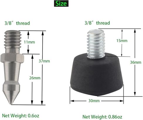 Rigdance حامل ثلاثي القوائم Monopod سبايك من المطاط والفولاذ المقاوم للصدأ مع برغي 3/8-16 (3 قطع مطاطية + 3 قطع معدنية) in Kuwait