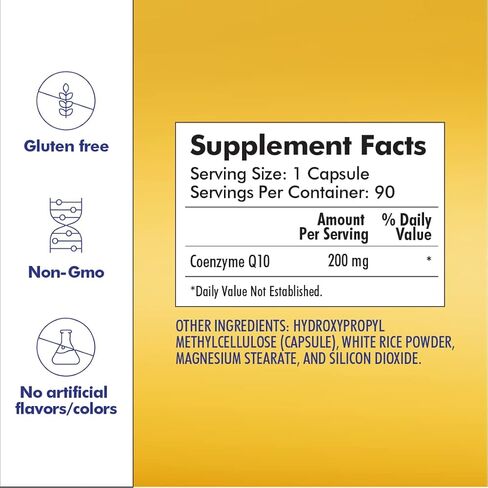 Santo Remedio CoQ10, Supports a Healthy Cardiovascular System, Dietary Supplement, 200 mg Per Serving, No Artificial Flavors, No Artificial Colors, 90 Capsules, 3-Month Supply in Kuwait