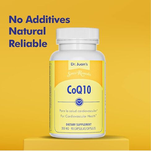 Santo Remedio CoQ10, Supports a Healthy Cardiovascular System, Dietary Supplement, 200 mg Per Serving, No Artificial Flavors, No Artificial Colors, 90 Capsules, 3-Month Supply in Kuwait