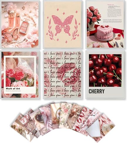 EXCOOL CLUB Coquette Room Decor - Pink Coquette Posters, Coquette Aesthetic Room Decor, Vintage Coquette Decor, Coquette Wall Decor, Coquette Photo Collage Pack Bedroom Pictures (8x10 UNFRAMED Prints) in Kuwait