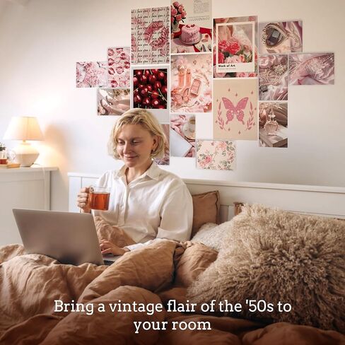 EXCOOL CLUB Coquette Room Decor - Pink Coquette Posters, Coquette Aesthetic Room Decor, Vintage Coquette Decor, Coquette Wall Decor, Coquette Photo Collage Pack Bedroom Pictures (8x10 UNFRAMED Prints) in Kuwait