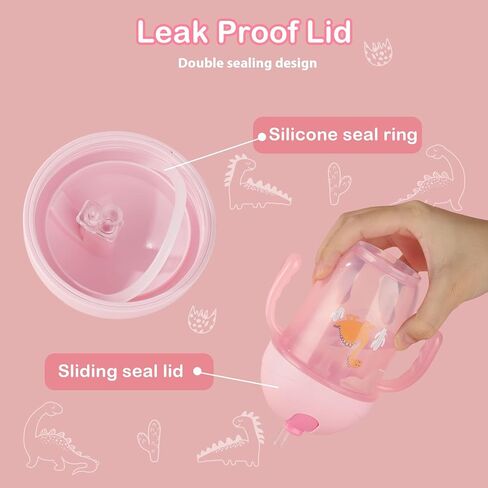 wooshwa Weighted Straw Baby Sippy Cup With Handles,Kids Water Bottle For 12+ Months Baby,10 Ounce(Pink) in Kuwait