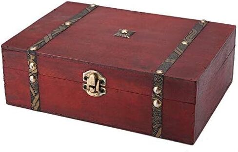HURRISE Retro Wooden Box,Old Fashioned Antique Jewelry Suitcase Box Trunk Wooden Storage Case, Jewelry Decorative Trinket Box, Handmade Vintage Wooden Treasure Chest Organizer Vintage Box in Saudi Arabia