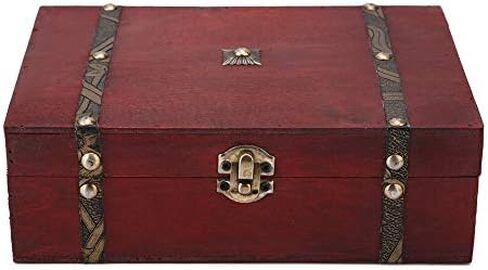 HURRISE Retro Wooden Box,Old Fashioned Antique Jewelry Suitcase Box Trunk Wooden Storage Case, Jewelry Decorative Trinket Box, Handmade Vintage Wooden Treasure Chest Organizer Vintage Box in Saudi Arabia