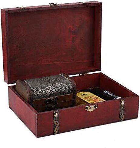 HURRISE Retro Wooden Box,Old Fashioned Antique Jewelry Suitcase Box Trunk Wooden Storage Case, Jewelry Decorative Trinket Box, Handmade Vintage Wooden Treasure Chest Organizer Vintage Box in Saudi Arabia