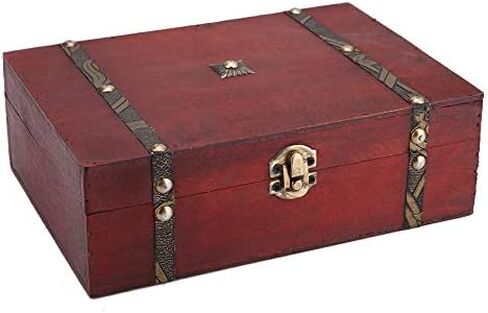 HURRISE Retro Wooden Box,Old Fashioned Antique Jewelry Suitcase Box Trunk Wooden Storage Case, Jewelry Decorative Trinket Box, Handmade Vintage Wooden Treasure Chest Organizer Vintage Box in Saudi Arabia