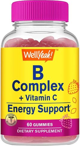 Vitamin B Complex Gummies -with Vitamin C, Niacin, Vitamin B6, Folic Acid, Vitamin B12, Biotin & Pantothenic Acid - 2 Month Supply -Natural Sourced Flavors, Non GMO, Gluten Free -60 Gummies in Kuwait