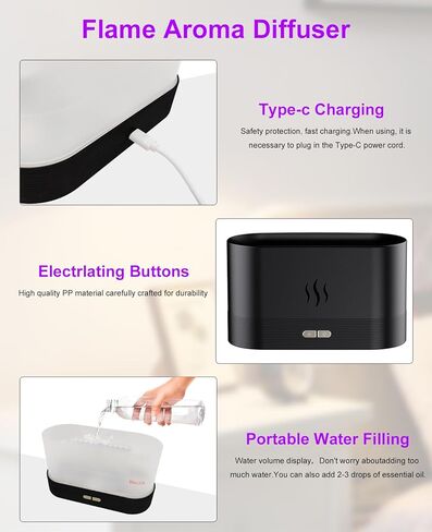 مرطب ناشر الزيوت العطرية من لوبورس، موزع رائحة هواء لهب 7 ألوان، موزع رائحة الهواء مناسب للمنزل والمكتب والجيم، مرطب رذاذ بارد بدون ضوضاء مع إيقاف تلقائي بدون ماء in Kuwait