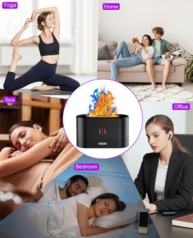 مرطب ناشر الزيوت العطرية من لوبورس، موزع رائحة هواء لهب 7 ألوان، موزع رائحة الهواء مناسب للمنزل والمكتب والجيم، مرطب رذاذ بارد بدون ضوضاء مع إيقاف تلقائي بدون ماء in Kuwait