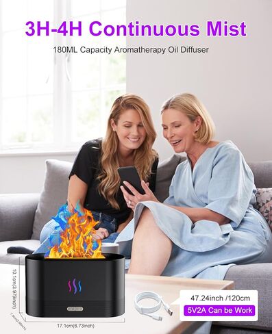 مرطب ناشر الزيوت العطرية من لوبورس، موزع رائحة هواء لهب 7 ألوان، موزع رائحة الهواء مناسب للمنزل والمكتب والجيم، مرطب رذاذ بارد بدون ضوضاء مع إيقاف تلقائي بدون ماء in Kuwait