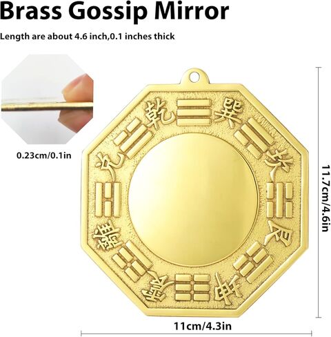 مرآة Surtiycrii مقاس 4.3 بوصة من النحاس النقي الصيني فنغ شوي بثمانية مخططات، مرآة محدبة تحجب الكوارث، تزيد من الحظ in Kuwait