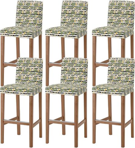 PIEPLE Burnt Orange Bar Stool Cover Set of 2, Modern Geometric Oil Painting Abstract Art Stretch Removable Bar Stool Chair Covers with Backs Pub Counter Stool Chair Slipcover for Dining Room Cafe in Saudi Arabia