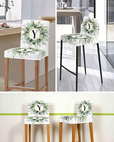 PIEPLE Burnt Orange Bar Stool Cover Set of 2, Modern Geometric Oil Painting Abstract Art Stretch Removable Bar Stool Chair Covers with Backs Pub Counter Stool Chair Slipcover for Dining Room Cafe in Kuwait