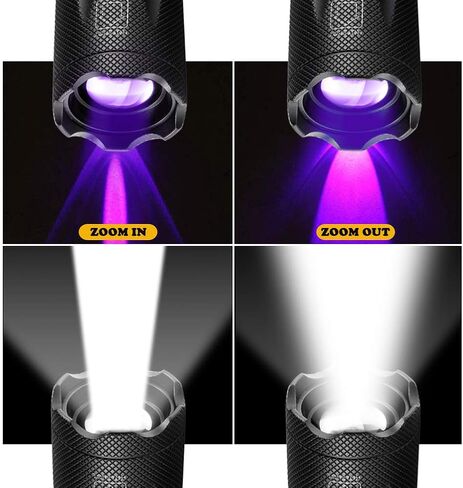 2 in 1 Blacklights Flashlight, UV 395nm Ultraviolet Torch Light High Lumen for Home Security, Outdoor Camping Cycling Hiking, Scorpion Hunting, Pet Urine Stain Detect, Car Fuel Leak in Saudi Arabia