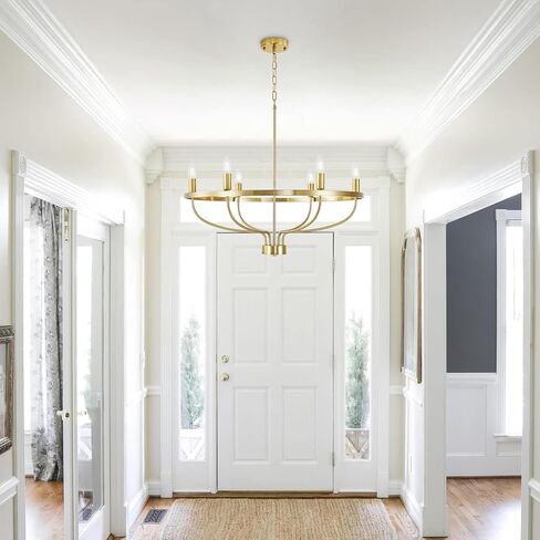 Widluth Modern 6-Lights Gold Chandelier Vintage Mid Century 28.54" Candle Style Chandelier Modern Rustic Farmhosue Golden Chandelier for Dining Room, Kitchen Island, Living Room, E12 in Saudi Arabia
