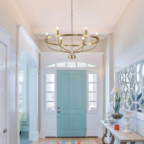 Widluth Modern 6-Lights Gold Chandelier Vintage Mid Century 28.54" Candle Style Chandelier Modern Rustic Farmhosue Golden Chandelier for Dining Room, Kitchen Island, Living Room, E12 in Saudi Arabia