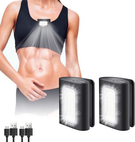 Running Light, 2 Pack USB Rechargeable jogging Light 3 Lighting Modes Strong Magnetic Lights Portable Clip On Running Lights with Runners and Joggers for Running, Camping , Hiking, Outdoor Adventure in Saudi Arabia
