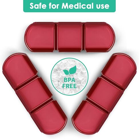 3 عبوات من علب حبوب الدواء الصغيرة والثابتة، علبة حبوب صغيرة للجيب 3 مرات في اليوم، صندوق حبوب صغير للسفر، موزع حبوب الدواء (كستنائي) in Kuwait