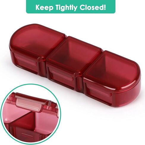 3 عبوات من علب حبوب الدواء الصغيرة والثابتة، علبة حبوب صغيرة للجيب 3 مرات في اليوم، صندوق حبوب صغير للسفر، موزع حبوب الدواء (كستنائي) in Kuwait