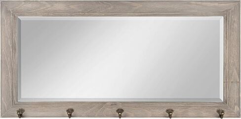 DesignOvation Kate and Laurel Pub Mirrors with 5 Metal Hooks, Black in Kuwait