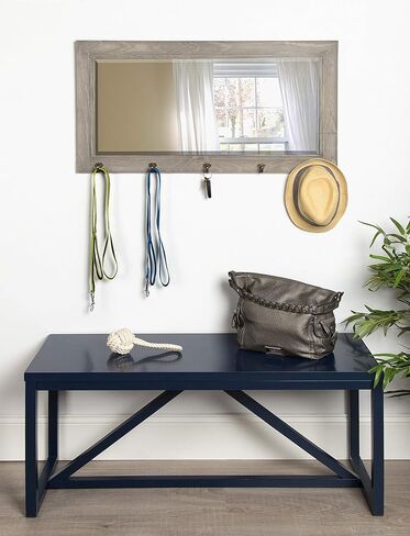 DesignOvation Kate and Laurel Pub Mirrors with 5 Metal Hooks, Black in Kuwait