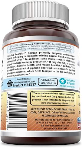 Amazing Formulas CoQ10 with Bioperine Supplement | 60 Softgels | 100 Mg Per Serving | Non-GMO| Gluten Free | Made in USA in Saudi Arabia