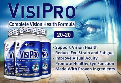 VISIPRO® 20-20 New Vision Health Supplement - Advanced Eye Vision Vitamins for Complete Eye Health, Vision Support & Macular Free Radical Defense - 60 Veggie Caps in Saudi Arabia