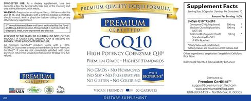 CoQ10 المعتمد المتميز - الإنزيم المساعد Q10 300 ملغ مع زيت MCT والبيبيرين - امتصاص سريع - تعزيز مستويات مضادات الأكسدة، وتحسين الطاقة، ودعم القلب والخصوبة - 60 كبسولة - صديقة للنباتيين in Kuwait